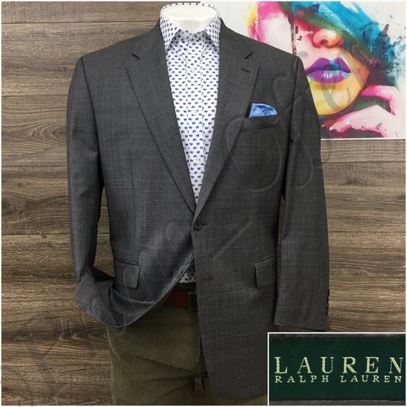 Ralph Lauren Mens Blazer Sport‎ Coat Casual Two Button Jacket Size 44L Wool Suit - Picture 1 of 13
